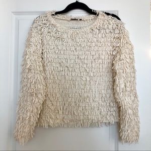 Zara Textured Cream Cropped Sweater